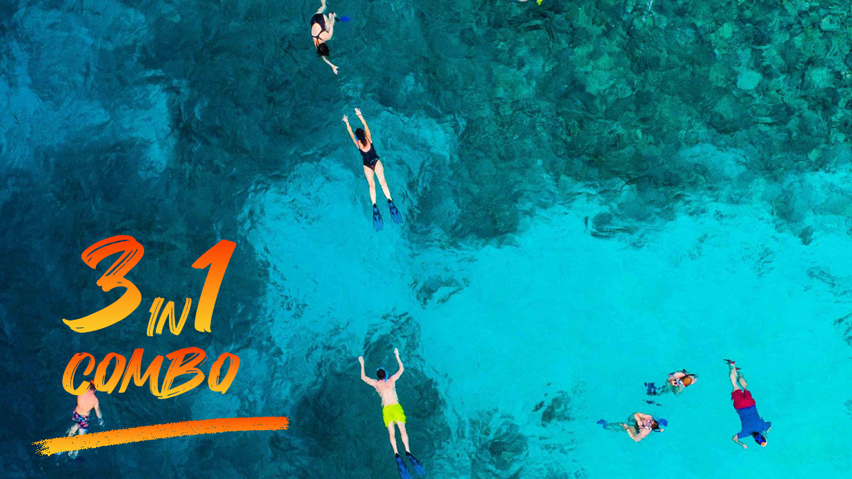3 In 1 combo: Snorkel + Manta + Sandbank